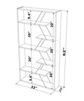 Diagram of Six Tier Wall Corner Storage Shelf For Bedroom - Industrial Bookcase Style Bookshelf With Open Wood Frame dimensions