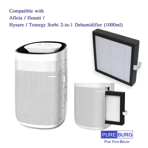 3-Pack Replacement HEPA Filters For Afloia AQ8 Q8 And Honati Hysure Q7 Tenergy Sorbi 2-In-1 Dehumidifier 1000ML Compatible shown