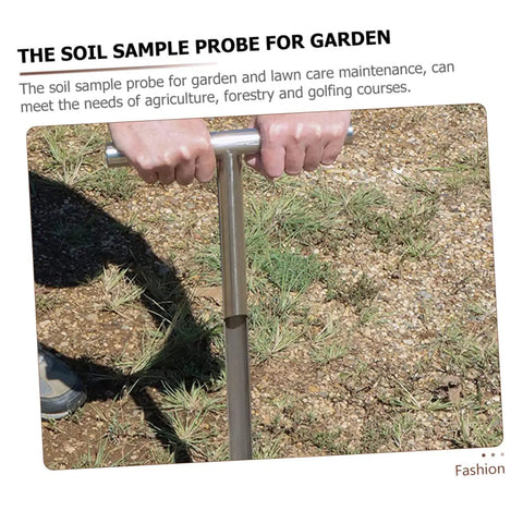 Hands using Stainless Steel Soil Probe With T Handle Easy Core Sampler For Lawn And Garden Testing Grains And Fertilizer Sampling
