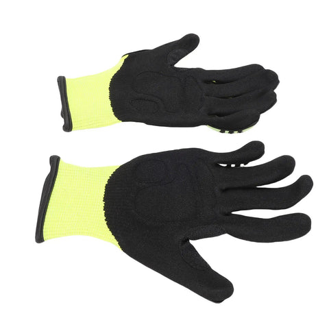 Heavy Duty Work Gloves With NBR Frosted Coating And Soft Knit Lining For Power Tools Anti Vibration Shield Grippy Dexterity Shock Proof Safety Gloves For Heavy Industry Use, black and yellow pair