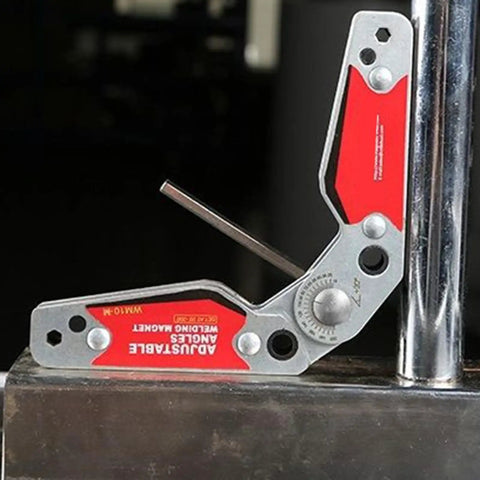 Rock Solid Magnetic Welding Positioner With Smooth 20 To 200 Degree Adjustments Hassle Free Hex Key Lock on metal surface.