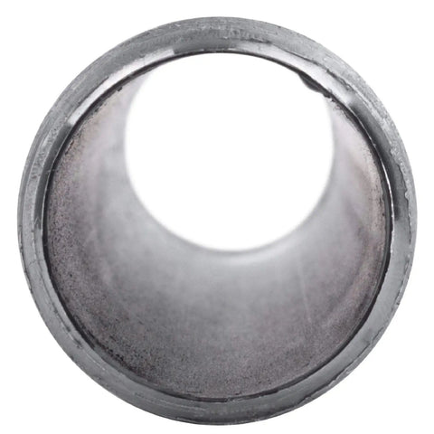 Close-up of one half inch by one inch black pipe nipple, part of a ten pack malleable cast iron for dope industrial decor and vintage DIY furniture.