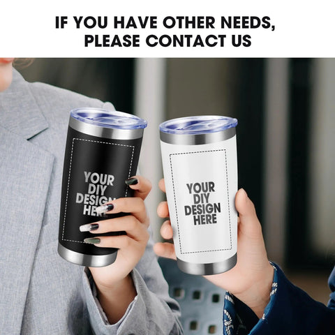 Hit The Spot With Top Shelf Custom 20 Oz Stainless Steel Tumblers 100 Pack Includes Lid Straw And Double Wall Insulation Designed For Vivid Logos And Photos Printed In Usa, showing black and white tumblers.