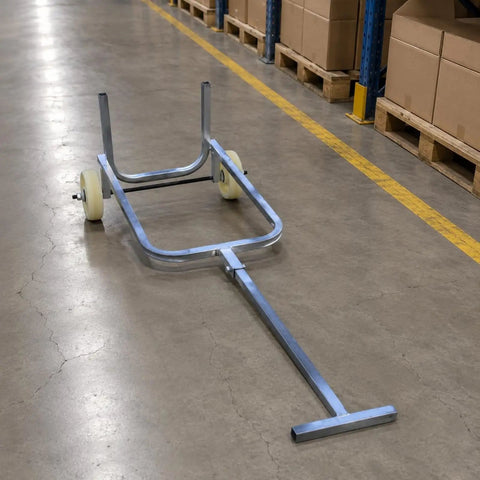 Two Wheel Gas Cylinder Hand Truck With Control Bar For Easy Tank Transport And Stable Positioning Pro Grade Tubular Steel Material Handling Cart With Rolling Wheels For Quick Lifts At The Job Site, warehouse view