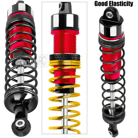 Beefed Up Big Bore RC Shocks Absorbers for 1/10 Kraton 4x4 4S V2 BLX and Outcast 4x4 4S V2 BLX, red aluminum springs