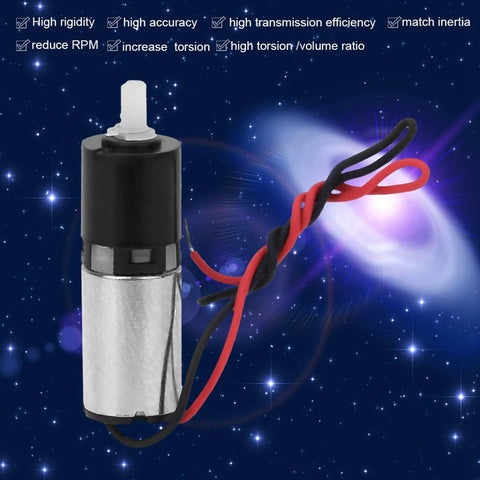 Garosa 6mm geared motor with two-stage planetary reduction, metal body, DC 3V, red and black wires
