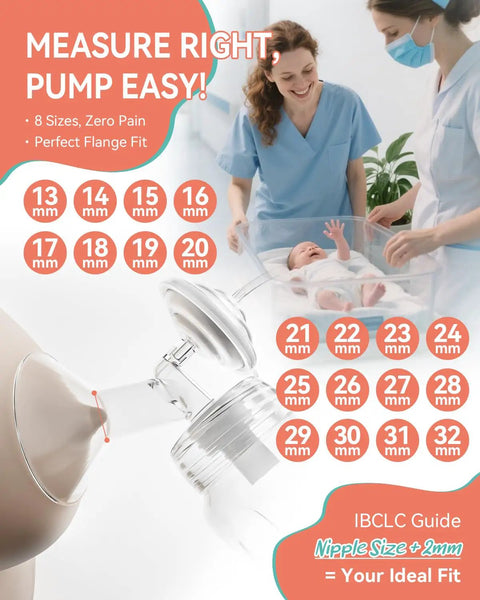 Replacement Breast Pump Parts Kit For S1 S2 S9 Plus Compatible Pumps, 2 X 24mm Flanges, Duckbill Valves, Tubes, Bottles, Backflow Protectors, Not Original Accessories, Built To Last And Easy To Install. 24mm flange size chart