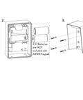 Installation process for Premium Wireless Keypad For Automatic Gate Openers AXWK Model with C battery compartment visible.