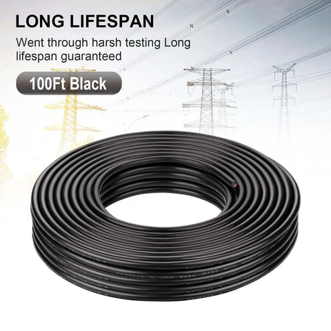 Coiled 14 Gauge 2 Conductor Electrical Wire 14 AWG Stranded Oxygen Free Copper With PVC Jacket 100 Ft Low Voltage Landscape Lighting Cable UL Listed Durable Flexible Outdoor Use, 100ft spool