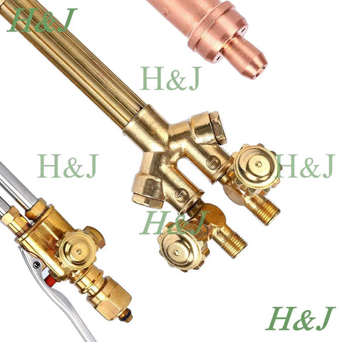 Beefy Heavy Duty Acetylene And Oxygen Cutting Welding Torch Kit With Handle And Cutting Attachment Three Piece Set Durable Brass And Stainless Steel Victor Type Ready For Multiple Gas Options Cutting Nozzle Tip Included