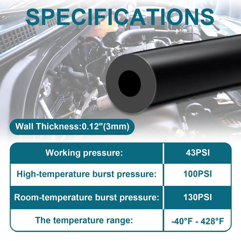 Silicone Vacuum Hose For Automotive 5mm ID Five Feet Long Black Heavy Duty High Temperature Vacuum Line 11mm OD Flexible Tube