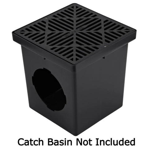 Square Catch Basin Drain Grate With Diamond Design for 12 Inch Catch Basin Drain fits risers and low-profile adapters plastic black