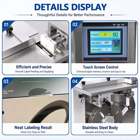 Gshshou Semi Automatic Right Angle Labeling Machine With Optical Sensor For Fast 90 Degree Corner Sealant Application High Speed 35 To 90 Pieces Per Minute Wraps Tightly Around Box Edges Without Wrinkles Or Bubbles Anti Tampering Seal Effortlessly touch screen control and efficient label application features.