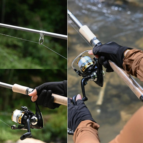 Angler using Telescopic Carbon Fiber Fishing Pole Combo Kit with Reel 6.9 ft by the water's edge