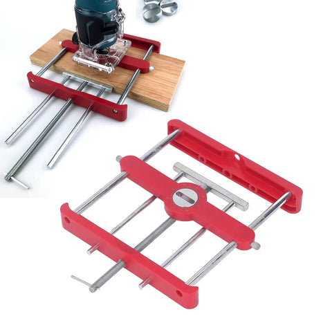 Dead On Mortise Tenon Jig Woodworking Doweling Kit showing precision parts and router setup for loose tenon alignment.