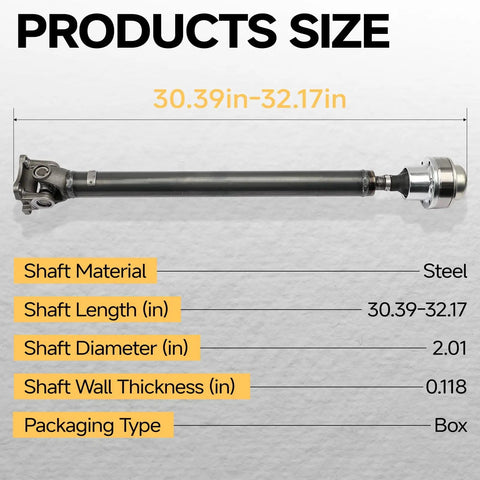 Beefed Up Front Drive Shaft Replacement For Jeep Liberty 2008 2009 2010 2011 2012 V6 3.7L 4WD OE Numbers 52853442AC 52853442AD 52853442AE 52853442AF Direct Fit, steel shaft 30.39-32.17 in
