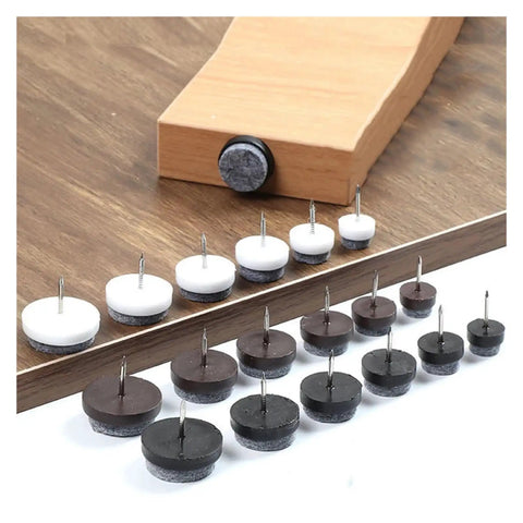 Adjustable Screw In Furniture Leg Levelers 24 Pack in various sizes, featuring brown, black, and white colors for anti-scratch support.