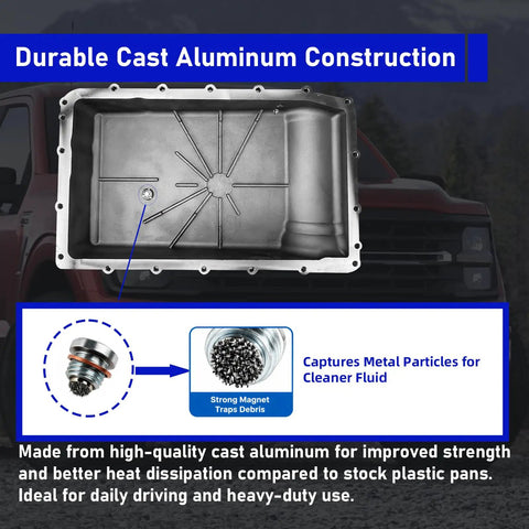Beefed Up Aluminum 10R80 Transmission Pan Kit with filter and drain plug, Ford F150 Ranger Mustang Expedition Navigator HL3Z7A194A