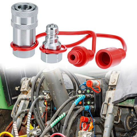 1/4 inch hydraulic quick connect set with dust caps for heavy-duty machinery
