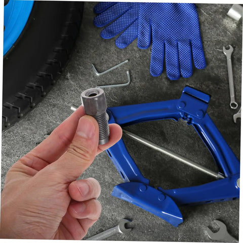 Close-up of hydraulic jack replacement part, Heavy Duty Two Ton Hydraulic Floor Jack Replacement Kit With Swivel Front Wheels And Two Point Five Ton Pump Handle Oil Clip For No Sweat Automotive Garage Lifts.