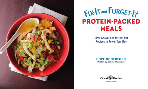 Total Game Changer Slow Cooker And Instant Pot Cookbook Featuring One Hundred Twenty Seven Easy Dinner Recipes For Busy Weeknights And Healthy Meal Prep Ideas To Fuel Your Daily Grind Like A Pro, colorful protein-packed meal in a red bowl with spoon.