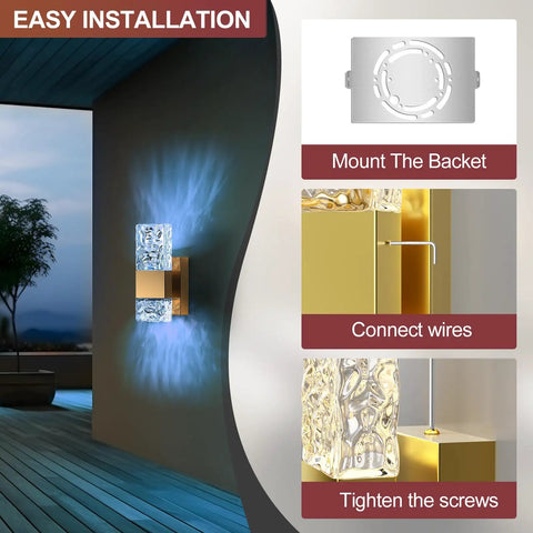 Easy installation guide for Smart Dimmable LED Wall Sconces Set Of 2 With Alexa And Remote, RGB Color Tuning 3000K-6000K, Hardwired