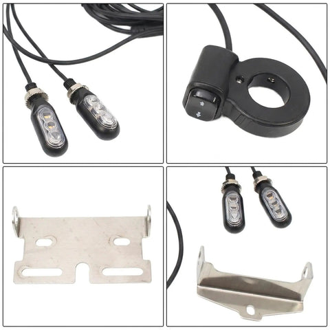 Rock Your Night Ride With This Super Bright 12 Volt E Bike Headlight Kit Featuring IP65 Waterproof Gears And Secure Snap Mount For Glowing 200 Lm LED Visibility So You Can Cruise Safe In Any Weather Without A Flak., 2 LED bike light kit with snap mount and metal bracket