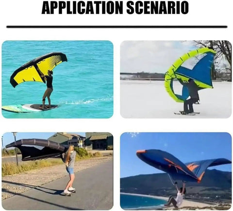 Portable Windsurfing Inflatable Wing with Window in various water and land scenarios