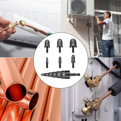 HVAC Swaging And Tube Expander Kit 7 Piece Copper Pipe Flaring Tool Set with bits and tool for air conditioner repair