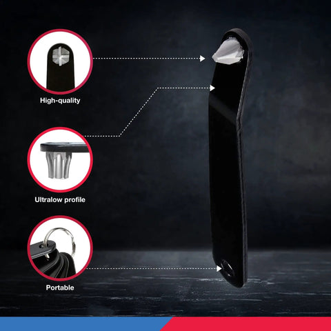 Ultra Low Profile Offset Screwdriver Set, 5 Piece S2 Steel With Phillips Pozidriv And Slotted Bits, side view labeled