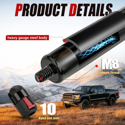 Premium Heavy Duty Gas Struts 27 Inch 45 Lb Force Pair Fits Truck Tonneau Cover Pickup Bed Topper And Rv Hatch Doors NoSlamBack Lockback detailed steel body and nylon end joint