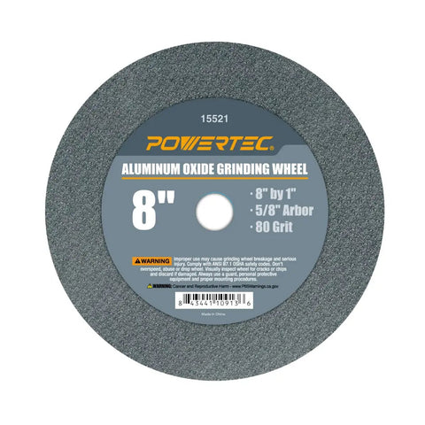 8 Inch Aluminum Oxide Grinding Wheel for Bench Grinder with Five Eighth Inch Arbor, 1 Inch Thick, 80 Grit, heavy duty use