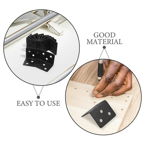 Hands using Heavy Duty 90 Degree Right Angle Corner Brackets Set 12 Pieces With Screws L Shaped Steel Shelf Supports