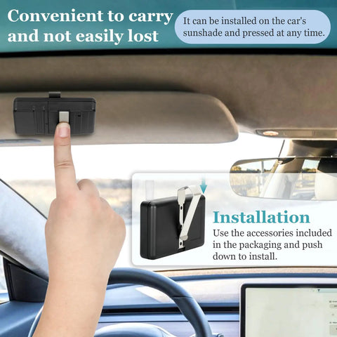 Garage Door Remote Control 390MHz Replacement For 9 To 12 Dip Switch Openers installed on car sunshade