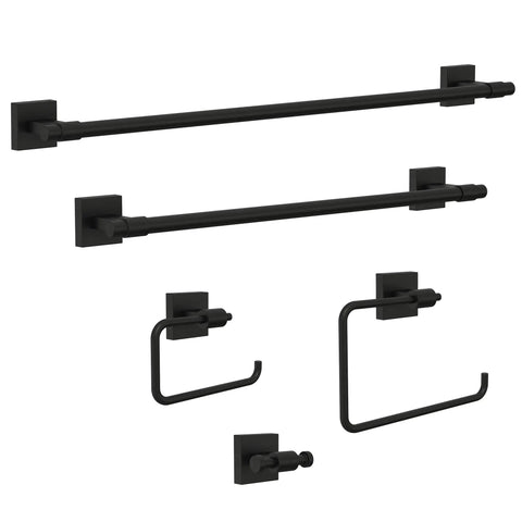 European Style Matte Black Wall Mount Single Post Toilet Paper Holder With Corrosion-Resistant Finish in bathroom set
