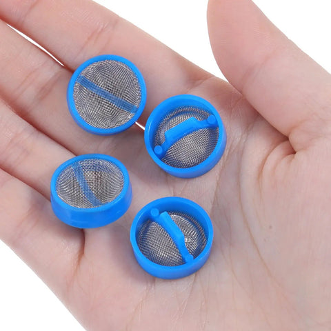 10 Pack Washer Water Inlet Filter Screens For Washing Machine Hose Filter With Screen Replacement Part Kit For Washer Repair And Maintenance That Easy To Install And Built To Last For Effortless Maintenance., blue PET stainless steel mesh washer inlet filter screens in hand