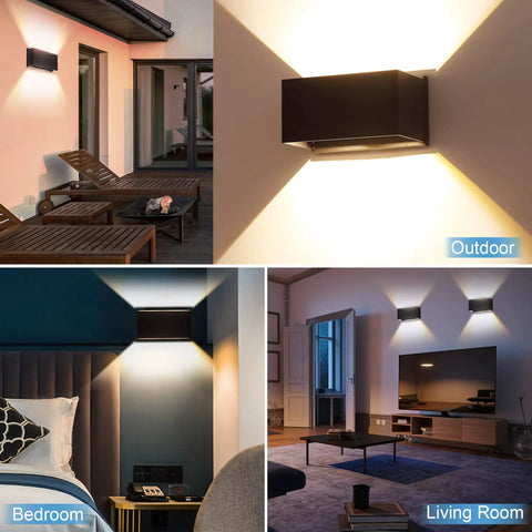 Up and Down Outdoor Wall Sconce Set, 12W LED Porch Lights for House and Patio, Black Exterior Wall Lamps in outdoor and indoor setting