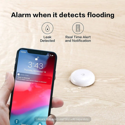 Water Leak Sensor For Smart Home, Zigbee Wireless Leak Detector With App Alerts, Alarm System Ready, IFTTT Compatible, in use