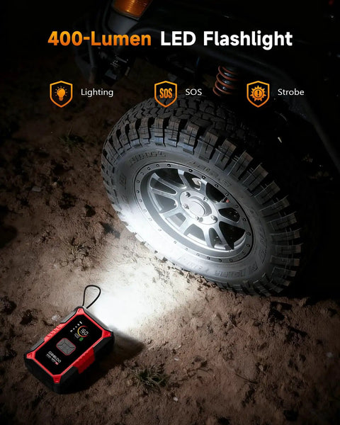 4 In 1 Jump Starter With Air Compressor And Tire Inflator, 4000A Car Battery Booster illuminating tire with LED light