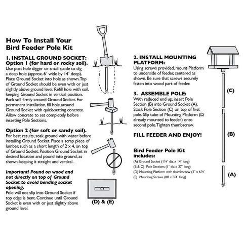 72 Inch Metal Bird Feeder And Birdhouse Mounting Pole Kit, 3 Piece Set With Ground Socket And Bracket, Heavy Duty Outdoor Pole For Quick No Fuss Setup Of Birdhouses Or Feeders, 2 Pack
