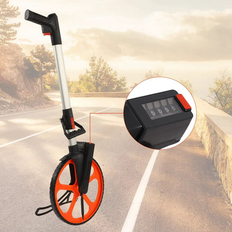 Hand Measuring Wheel 0-9999.9ft Solid Distance Measuring Device for with durable nylon and aluminum alloy construction.