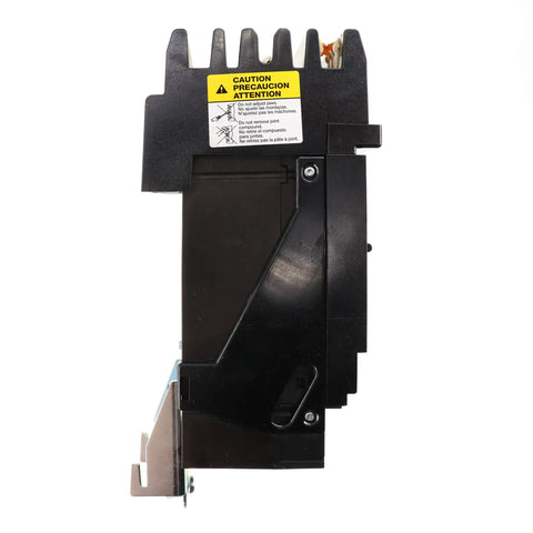 Side view of Heavy Duty Pro Grade Molded Case Circuit Breaker 600V 250A with caution label for commercial panels.