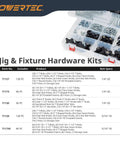 Top Shelf T Track Knob Kit With Tough Five Star Handles And 1/4 20 Thread Hex Bolts Plus Flat Washers 12 Piece Set detailed view of included hardware.