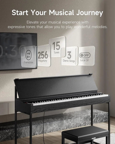 OURA S300 88 Key Weighted Digital Piano With Graded Hammer Action, Bluetooth Connectivity, 256 Polyphony, Half Pedal