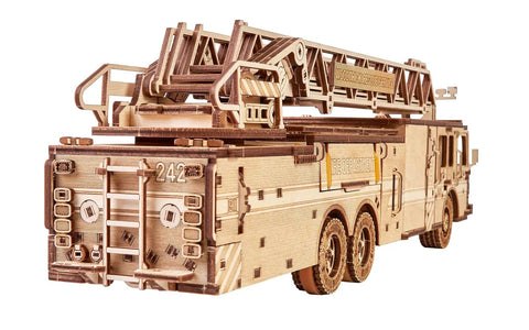 Rescue Firetruck 3D Wooden Puzzle Kit For Adults Build Your Own Hands On Realistic Wood Fire Engine Model 636 Pieces No Glue Needed With Illustrated Step By Step Guide, rear view