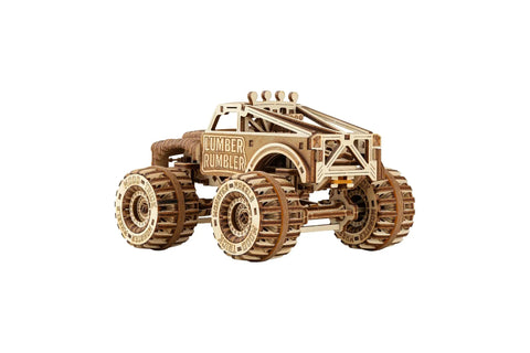 Lumber Rumbler Dope 3D Wood Puzzle Kit For Adults Build A Movable Monster Truck From 280 Precision Cut Pieces No Glue Required With Illustrated Step By Step Guide, wooden truck side view
