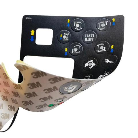 Top Shelf Heavy Duty Replacement Decal For Genie Scissor Lift Platform Control Panel 82417 82417GT No Sweat Upgrade For Gs3384 Gs3390 Gs439 Essentials, showing clear operator buttons on a black label.