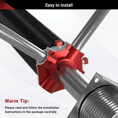 Close-up of Pair Of 0.250 Wire Size Garage Door Torsion Springs 2 Inch Inside Diameter 30 Inch Length showing installation components