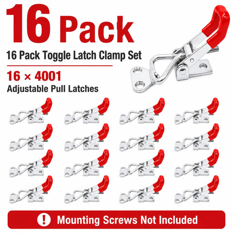 Sixteen Pack Adjustable Toggle Clamp 330 Lb Heavy Duty 4001 Style Toggle Latch Hasp Clamp Set