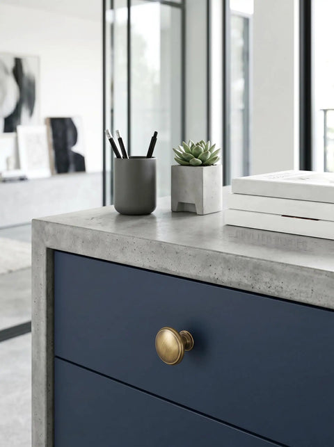 Brushed Bronze Cabinet Knobs 6 Pack Set For Kitchen Cabinets And Dressers Zinc Alloy Drawer Pulls with modern concrete counter